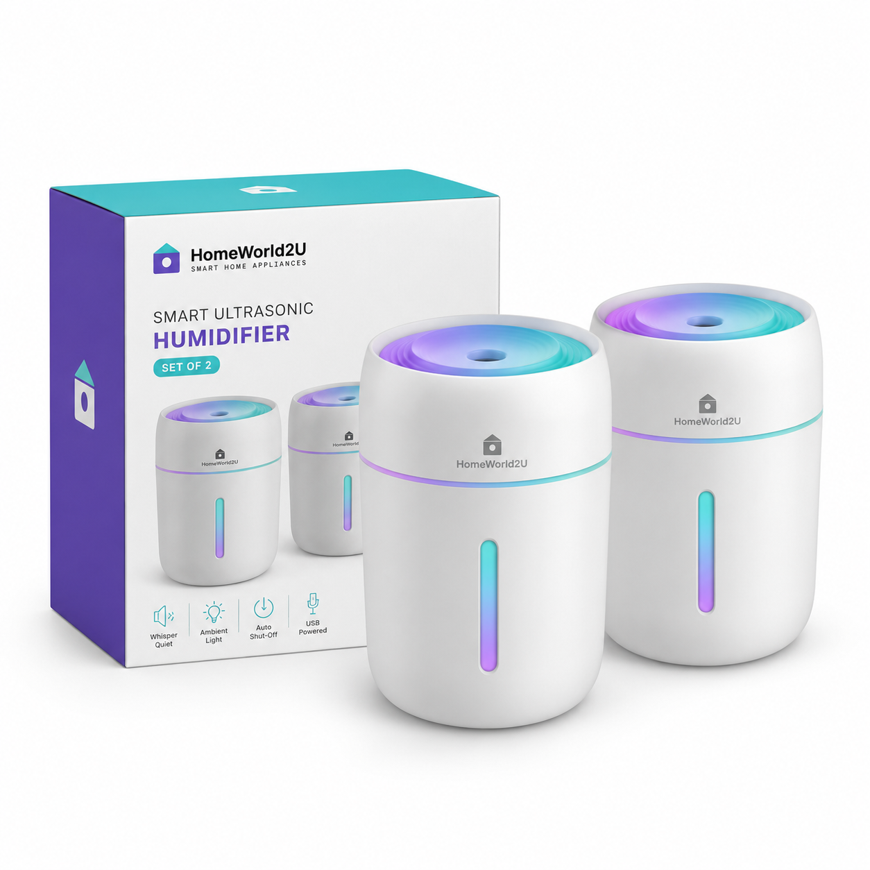 Smart Ultrasonic Humidifier 2pcs
