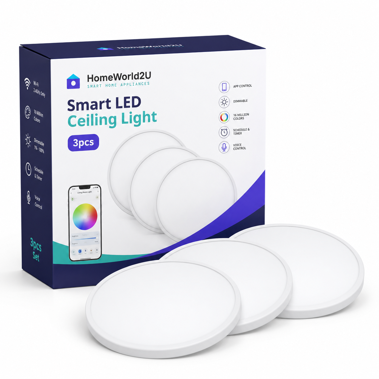 Smart LED Ceiling Light 3pcs