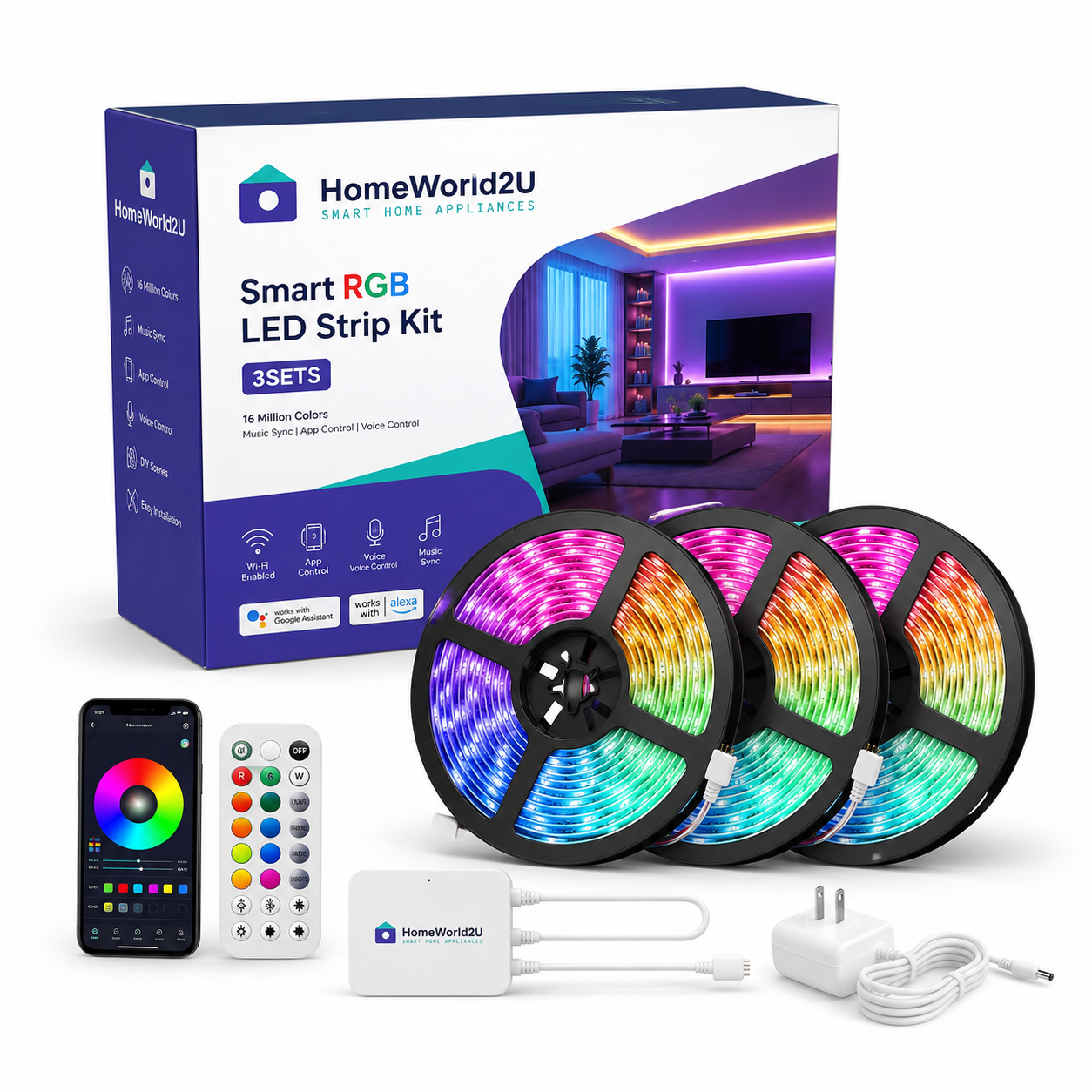 Smart RGB LED Strip Kit 3sets