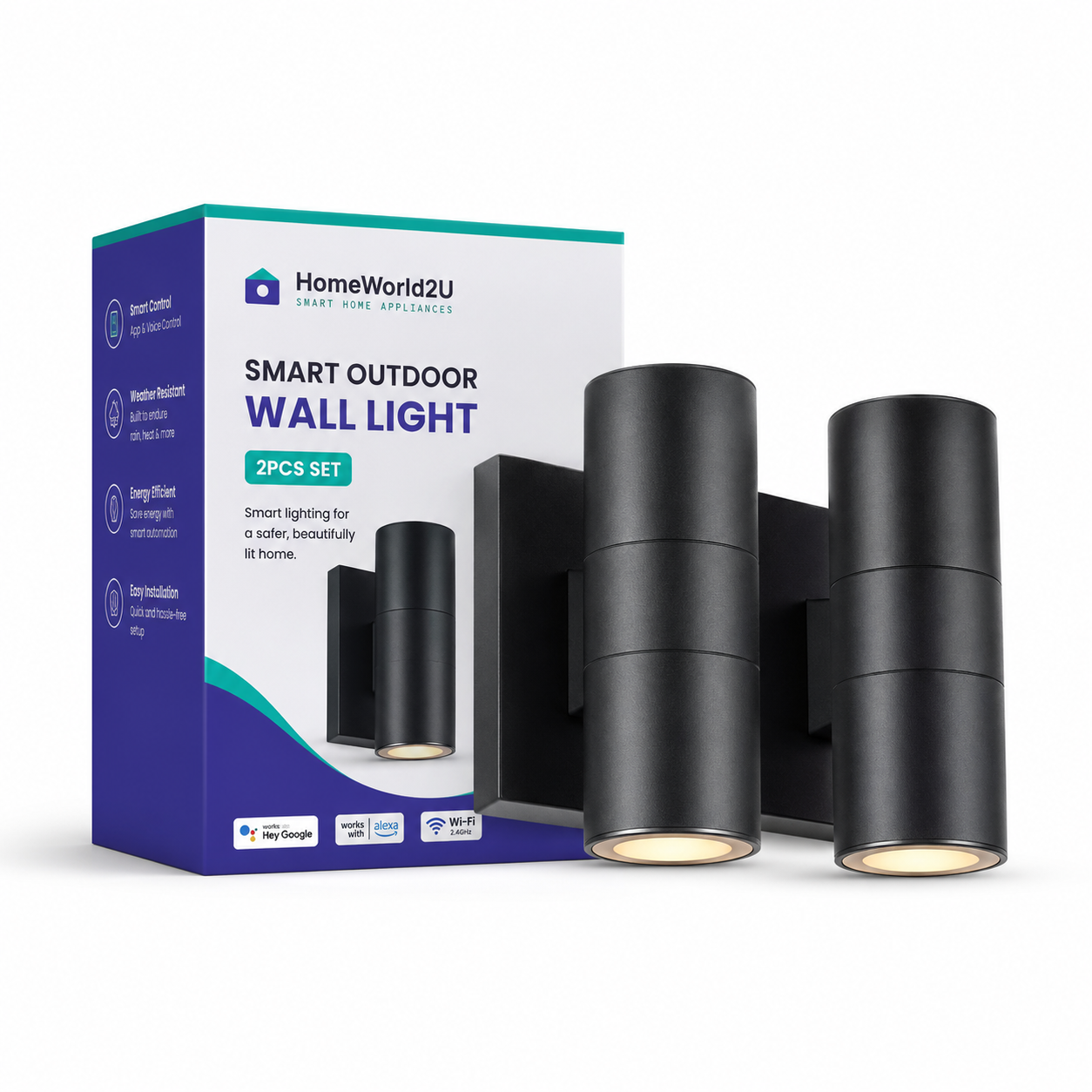 Smart Outdoor Wall Light 2pcs